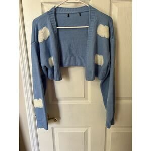Blue cropped cloud cardigan